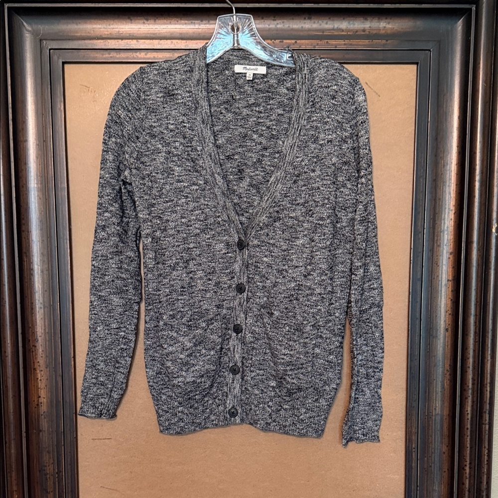 Madewell Black/White marl yarn Cotton Cardigan Sweater